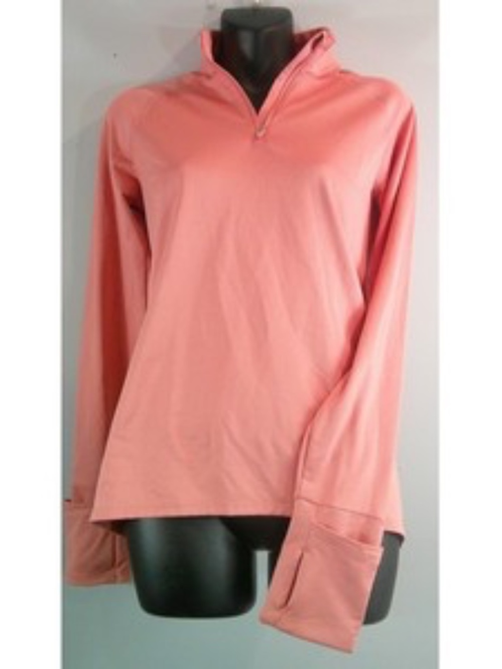 Athleta 1/4 Zip Top Shirt Pullover XS Pink Salmon back pocket